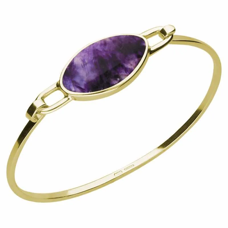 9ct Yellow Gold Blue John Oval Slim Bangle sold by Jura Watches