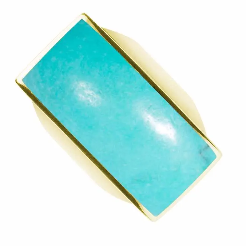 9ct Yellow Gold Turquoise Large Oblong Ring sold by Jura Watches