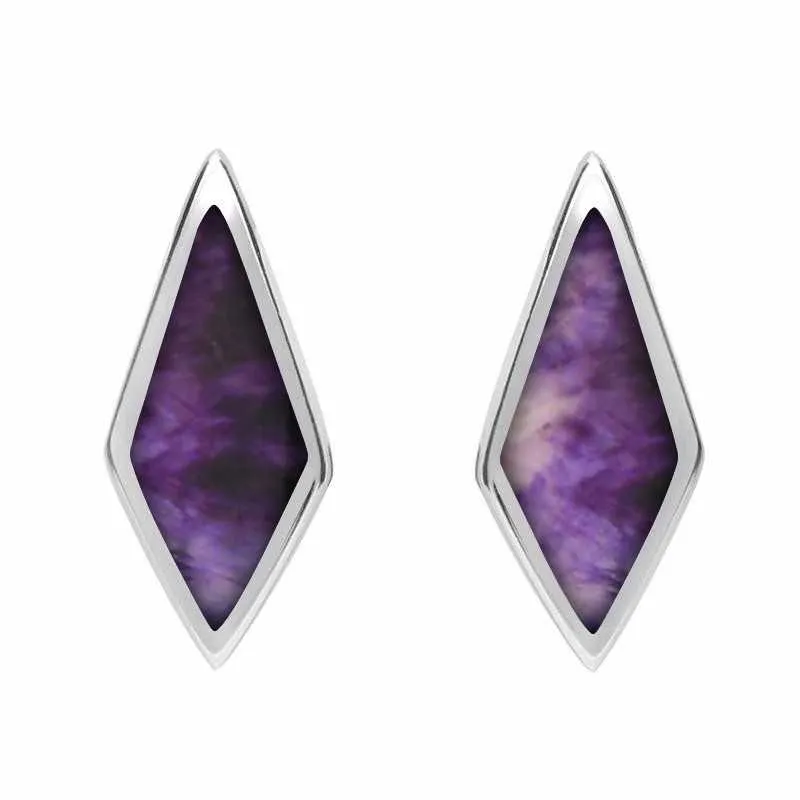 Sterling Silver Blue John Diamond Shaped Stud Earrings sold by Jura Watches