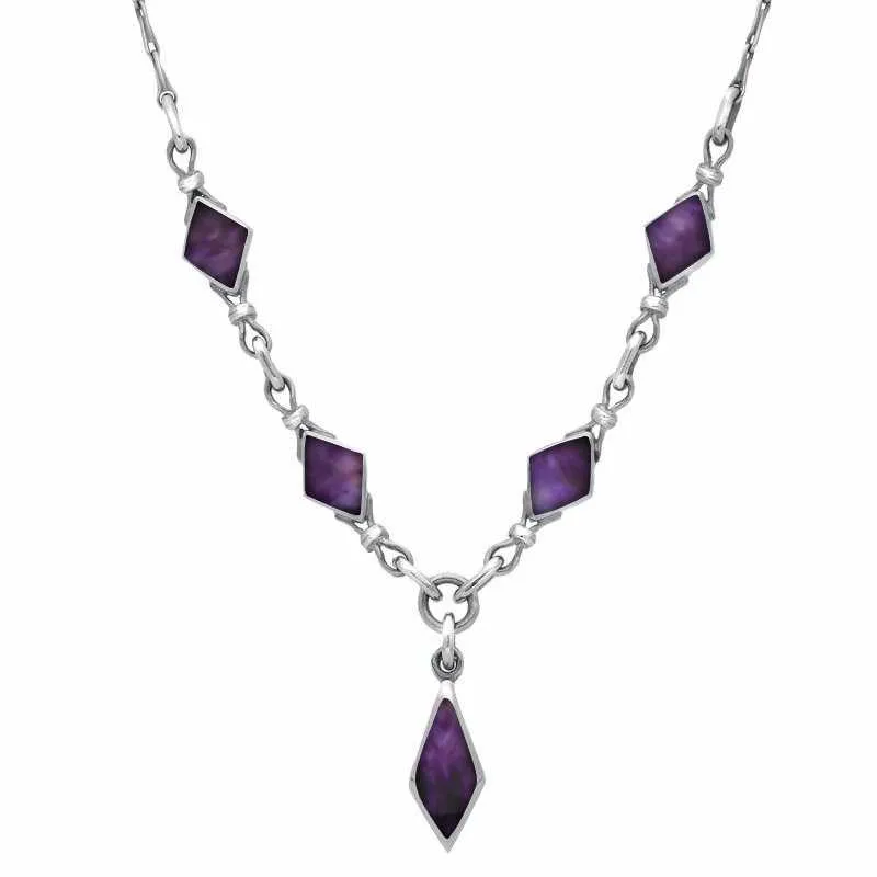 Sterling Silver Blue John Diamond Shaped Necklace sold by Jura Watches