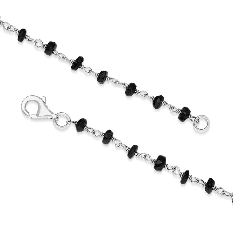 Sterling Silver Whitby Jet Bead Chain Bracelet sold by Jura Watches product image thumbnail 2