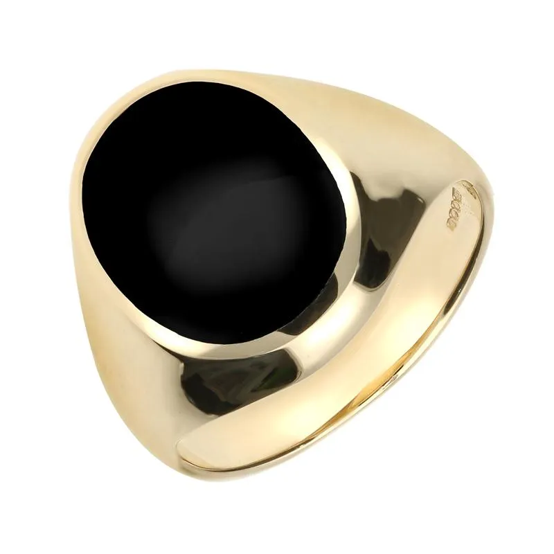 9ct Yellow Gold Whitby Jet Large Oval Signet Ring sold by Jura Watches