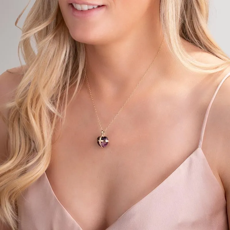 9ct Yellow Gold Blue John Diamond Medium Cross Heart Necklace sold by Jura Watches product image thumbnail 2