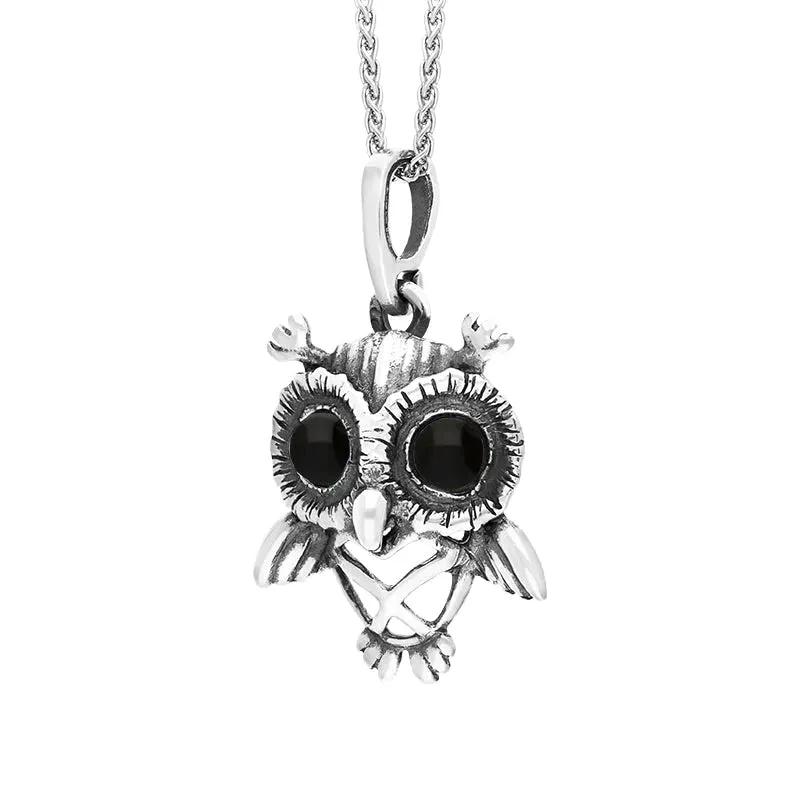 Sterling Silver Whitby Jet Small Owl Necklace sold by Jura Watches product image thumbnail 2