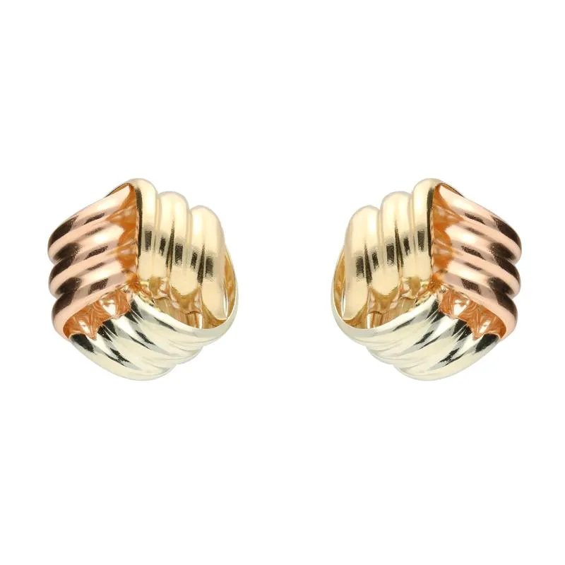 9ct Yellow, White and Rose Gold 10mm Knot Stud Earrings sold by Jura Watches