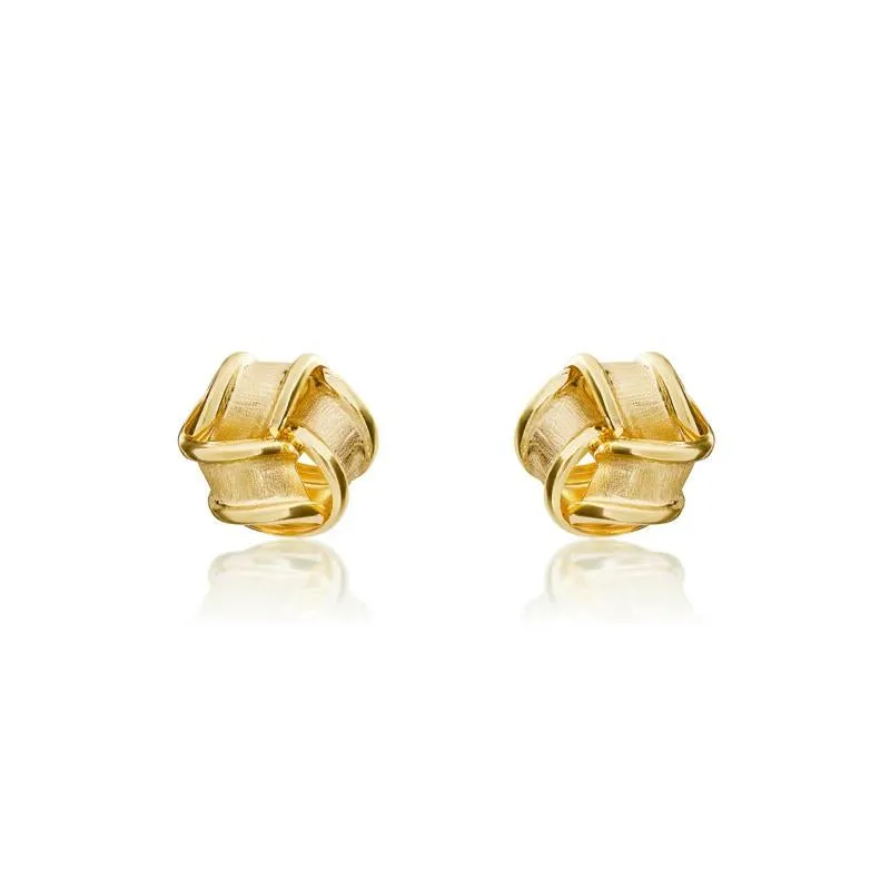 9ct Brushed Yellow Gold 7mm Knot Stud Earrings sold by Jura Watches