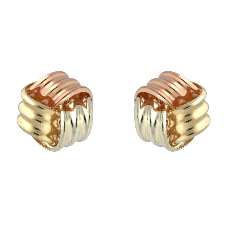 9ct Yellow, White and Rose Gold 7mm Knot Stud Earrings sold by Jura Watches