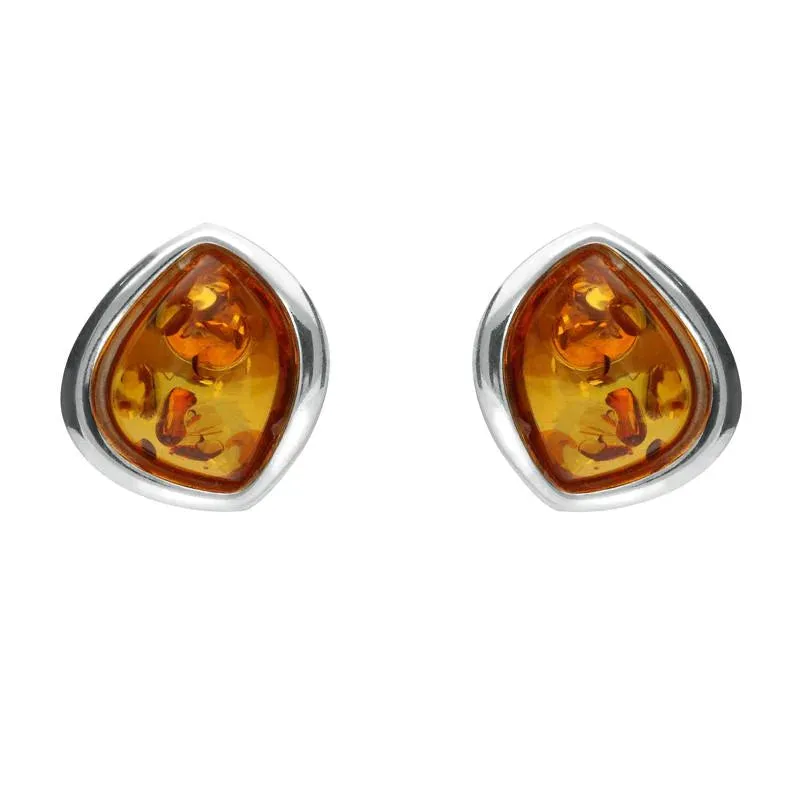 Sterling Silver Amber Abstract Marquise Stud Earrings sold by Jura Watches