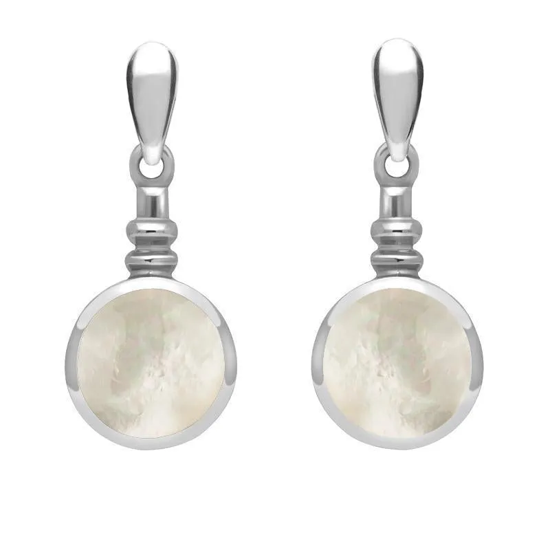 Sterling Silver Mother of Pearl Bottle Top Drop Earrings sold by Jura Watches
