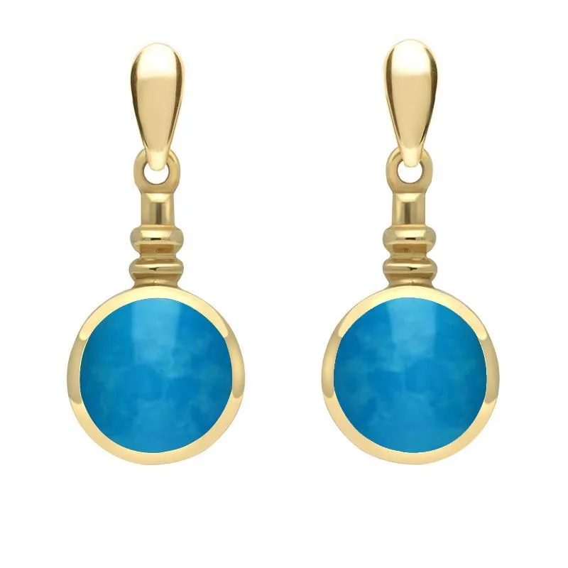 9ct Yellow Gold Turquoise Bottle Top Drop Earrings sold by Jura Watches