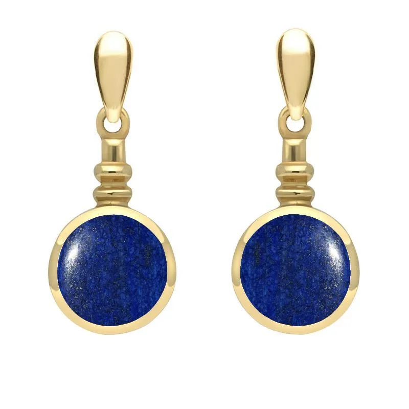9ct Yellow Gold Lapis Lazuli Bottle Top Drop Earrings sold by Jura Watches