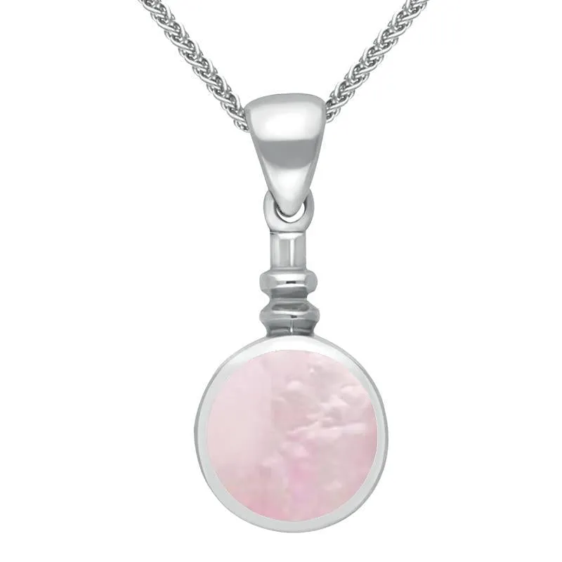 Sterling Silver Pink Mother of Pearl Bottle Top Necklace sold by Jura Watches