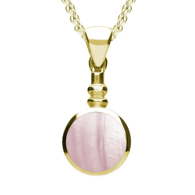 9ct Yellow Gold Pink Mother of Pearl Bottle Top Necklace sold by Jura Watches