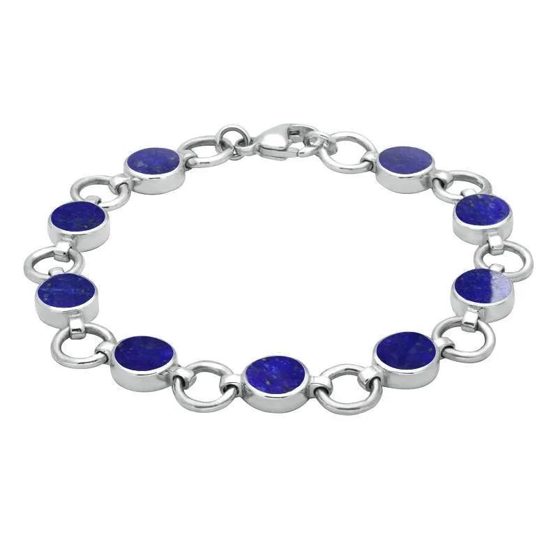 Sterling Silver Lapis Lazuli Nine Stone Round Ring Bracelet sold by Jura Watches