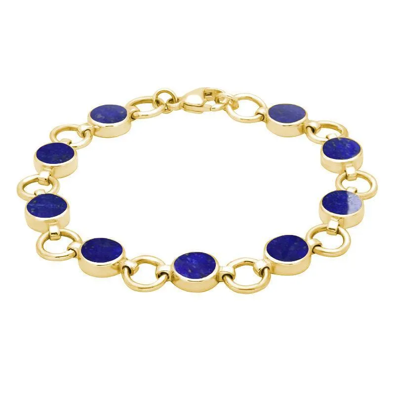 9ct Yellow Gold Lapis Lazuli Nine Stone Round Ring Bracelet sold by Jura Watches