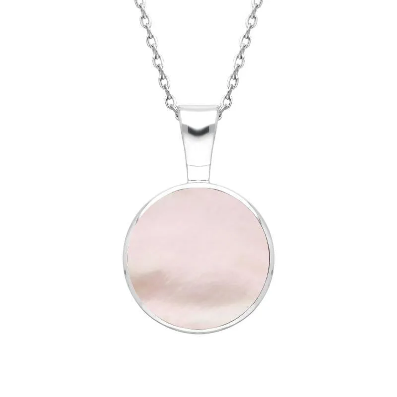 Sterling Silver Pink Mother of Pearl Heritage Round Necklace sold by Jura Watches