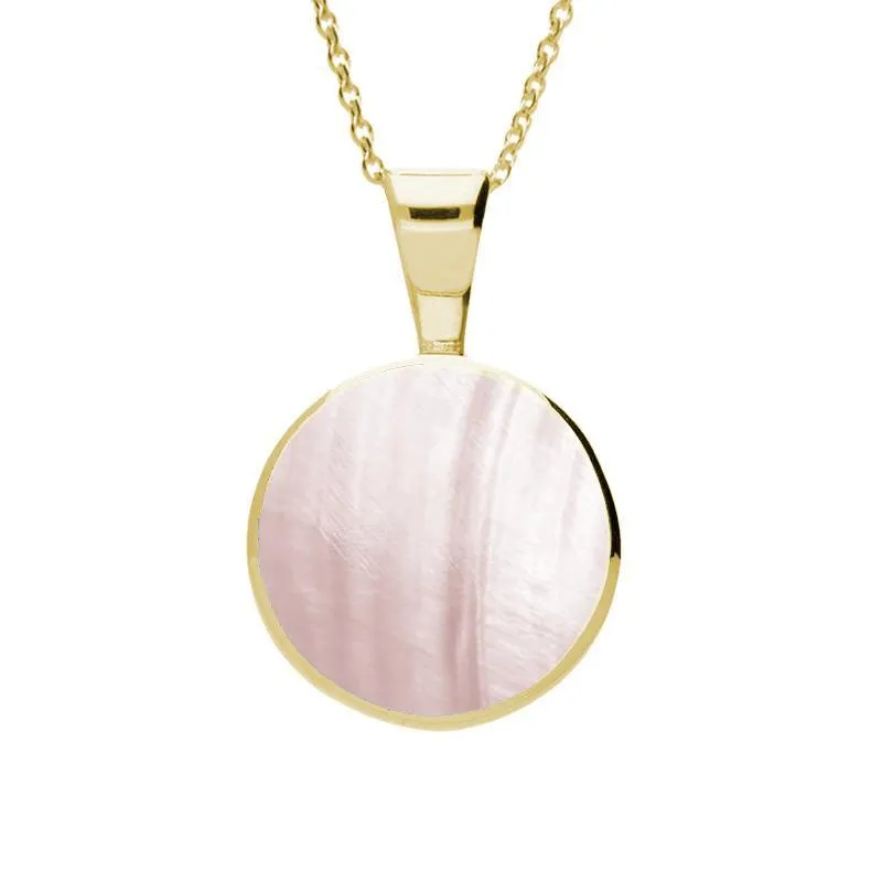 9ct Yellow Gold Pink Mother of Pearl Heritage Round Necklace sold by Jura Watches
