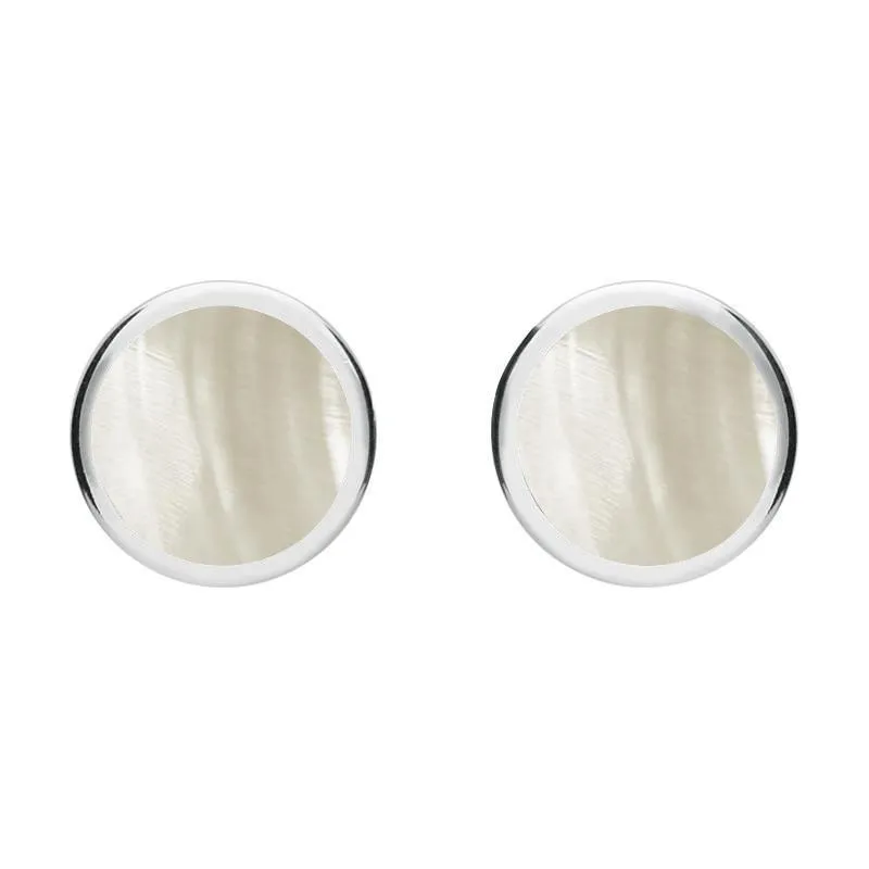 Sterling Silver Mother of Pearl Round Stud Earrings sold by Jura Watches