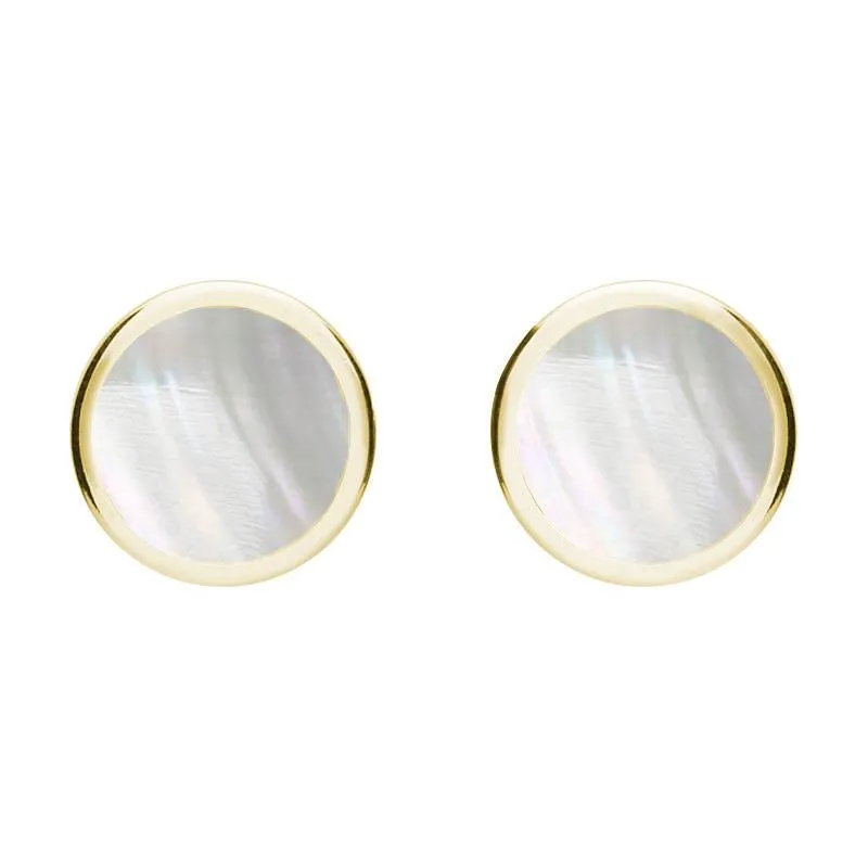 9ct Yellow Gold Mother of Pearl Round Stud Earrings sold by Jura Watches