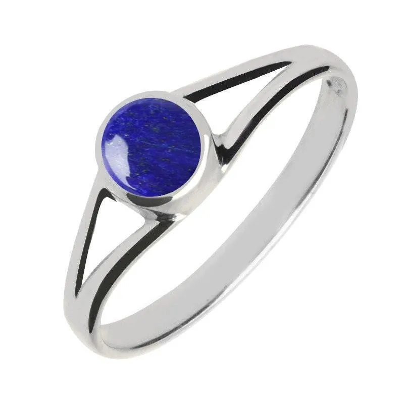 Sterling Silver Lapis Lazuli Round Split Shoulder Ring sold by Jura Watches