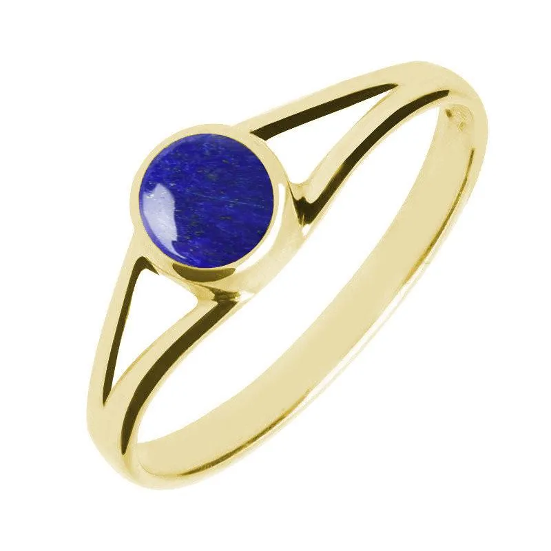 9ct Yellow Gold Lapis Lazuli Round Split Shoulder Ring sold by Jura Watches