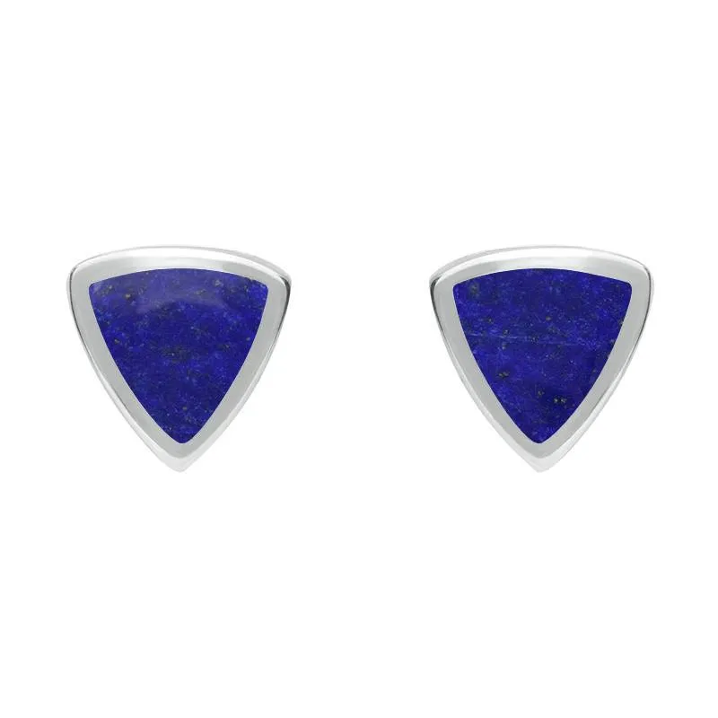 Sterling Silver Lapis Lazuli Small Curved Triangle Stud Earrings sold by Jura Watches