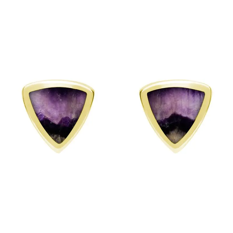 9ct Yellow Gold Blue John Small Curved Triangle Stud Earrings sold by Jura Watches