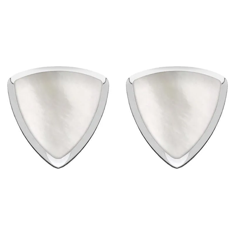 Sterling Silver Mother of Pearl Curved Triangle Stud Earrings sold by Jura Watches
