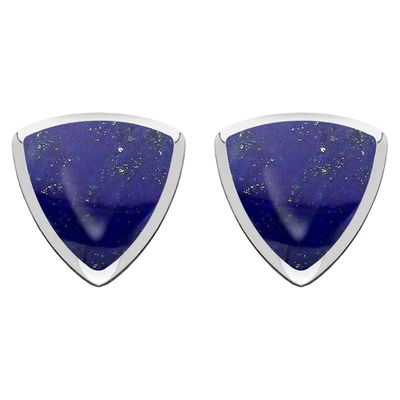 Sterling Silver Lapis Lazuli Curved Triangle Stud Earrings sold by Jura Watches