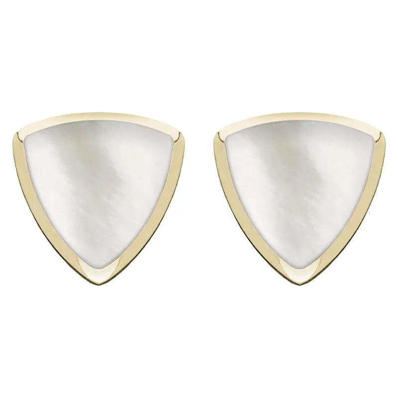 9ct Yellow Gold Mother of Pearl Curved Triangle Stud Earrings sold by Jura Watches