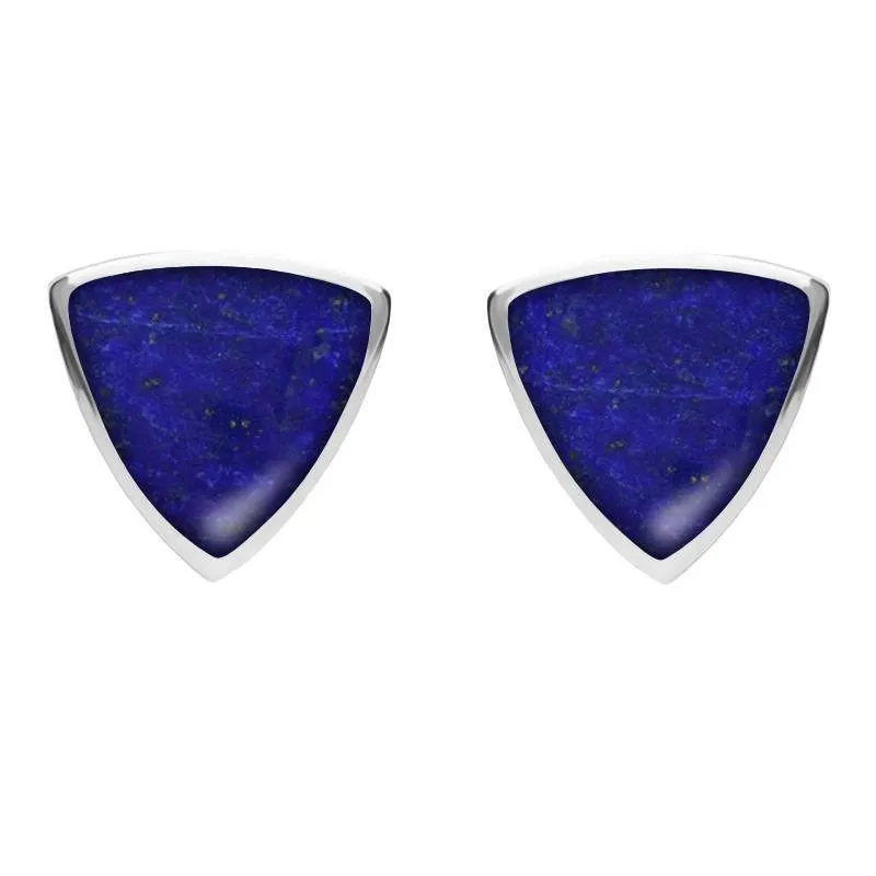 Sterling Silver Lapis Lazuli Large Curved Triangle Stud Earrings sold by Jura Watches