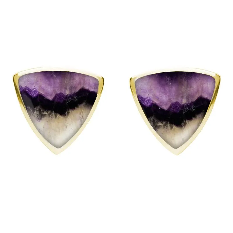 9ct Yellow Gold Blue John Large Curved Triangle Stud Earrings sold by Jura Watches