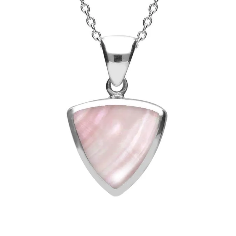 Sterling Silver Pink Mother of Pearl Curved Triangle Necklace sold by Jura Watches