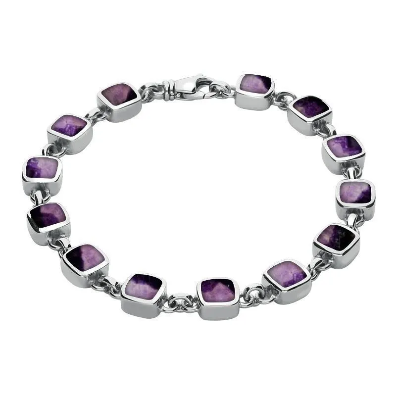 Sterling Silver Blue John Square Cushion Bracelet sold by Jura Watches