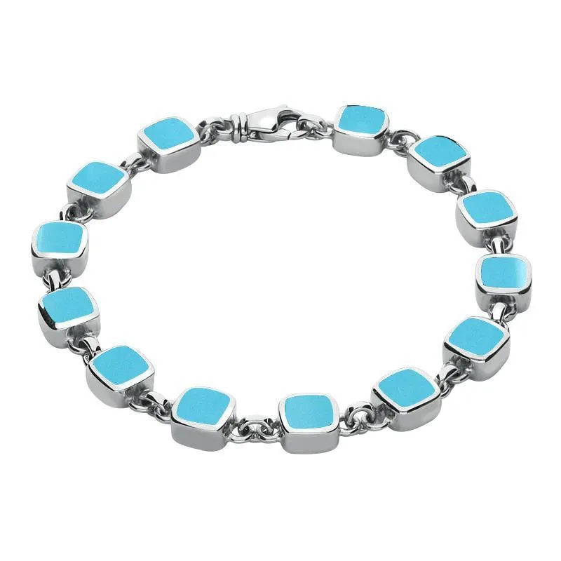 Sterling Silver Turquoise Square Cushion Bracelet sold by Jura Watches