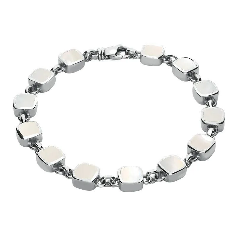 Sterling Silver Mother of Pearl Square Cushion Bracelet sold by Jura Watches