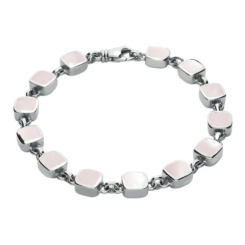 Sterling Silver Pink Mother of Pearl Square Cushion Bracelet sold by Jura Watches