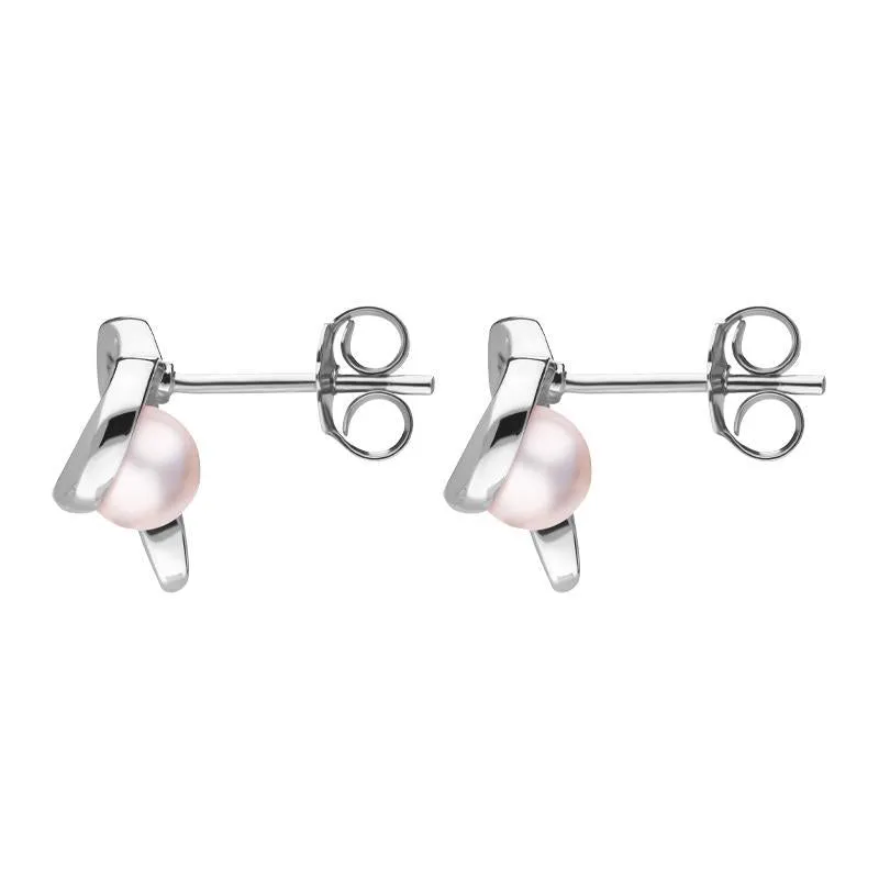 Sterling Silver Pink Pearl Twisted Open Heart Stud Earrings sold by Jura Watches product image thumbnail 2