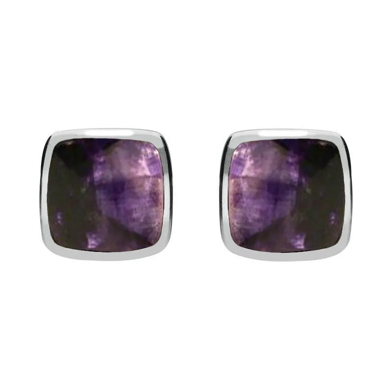 Sterling Silver Blue John Cushion Stud Earrings sold by Jura Watches