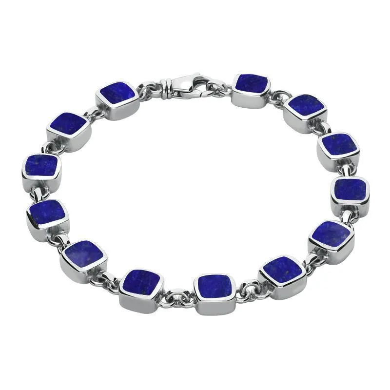 Sterling Silver Lapis Lazuli Square Cushion Bracelet sold by Jura Watches