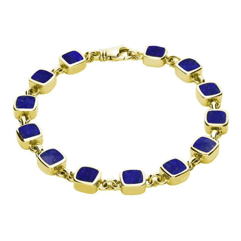 9ct Yellow Gold Lapis Lazuli Square Cushion Bracelet sold by Jura Watches