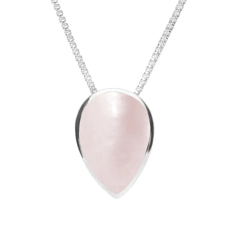 Sterling Silver Pink Mother of Pearl Upside Down Pear Necklace sold by Jura Watches