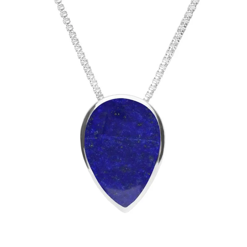 Sterling Silver Lapis Lazuli Upside Down Pear Necklace sold by Jura Watches