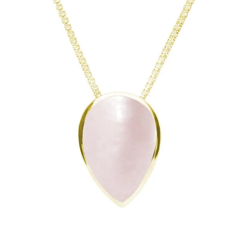9ct Yellow Gold Pink Mother of Pearl Upside Down Pear Necklace sold by Jura Watches