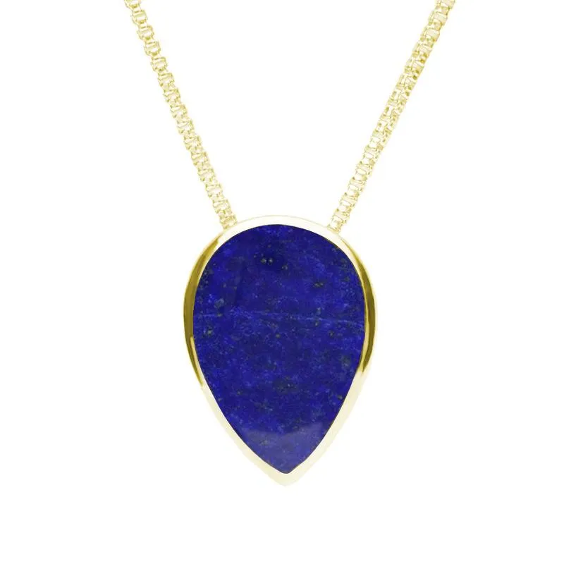 9ct Yellow Gold Lapis Lazuli Upside Down Pear Necklace sold by Jura Watches