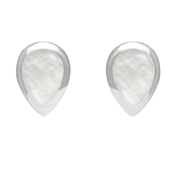 Sterling Silver Mother of Pearl Small Teardrop Stud Earrings sold by Jura Watches