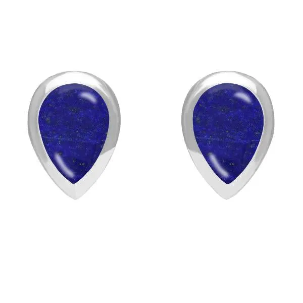 Sterling Silver Lapis Lazuli Small Teardrop Stud Earrings sold by Jura Watches
