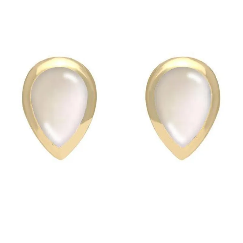 9ct Yellow Gold Mother of Pearl Small Teardrop Stud Earrings sold by Jura Watches