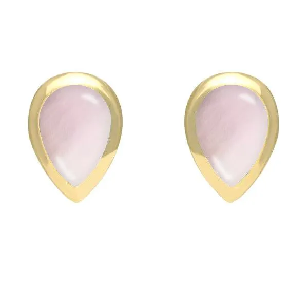 9ct Yellow Gold Pink Mother of Pearl Small Teardrop Stud Earrings sold by Jura Watches
