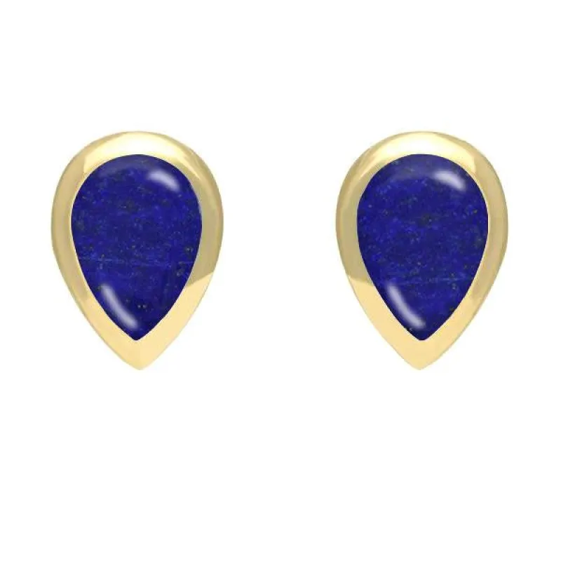 9ct Yellow Gold Lapis Lazuli Small Teardrop Stud Earrings sold by Jura Watches